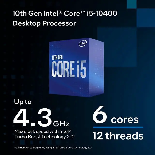 Alt view image 4 of 5 - Intel Core i5-10400 Desktop Processor 6 Cores up to 4.3 GHz LGA1200 (Intel 400 Series Chipset) 65W, Model Number: BX8070110400