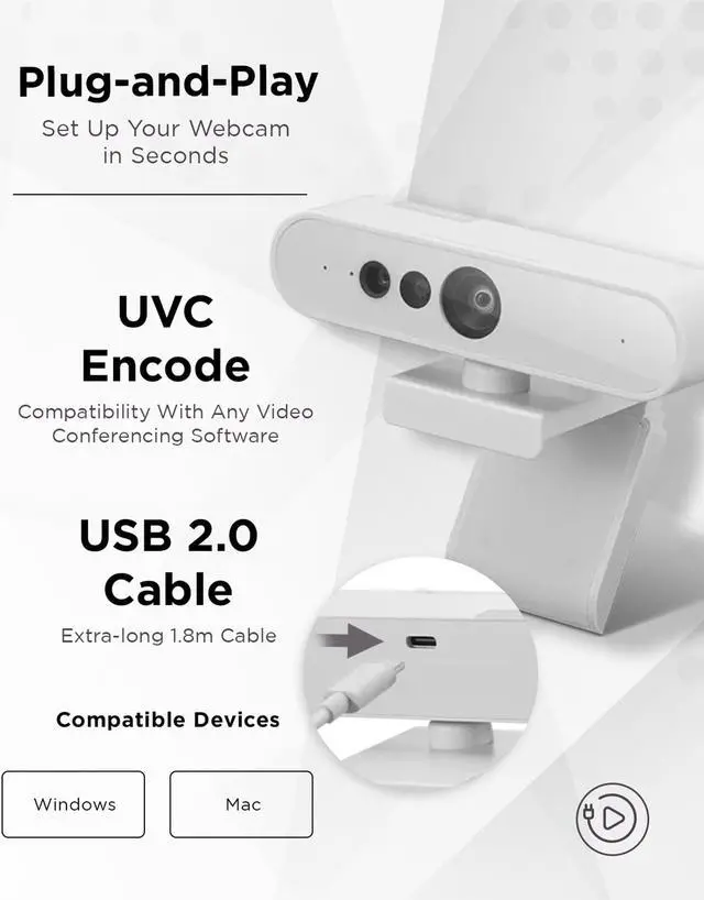 Alt view image 4 of 5 - Lenovo HD 1080p Webcam (510 FHD) - Monitor Camera with 4X Digital Zoom, 95deg Wide Angle, 360deg Rotation Pan & Tilt - Desktop Cam with Dual Microphones & Windows Hello for Livestreaming & Conferences