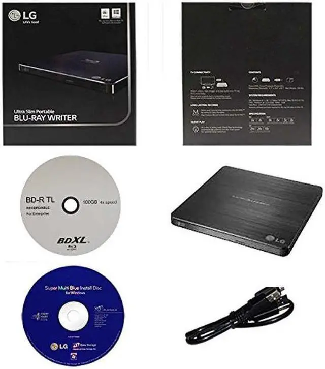 Alt view image 4 of 4 - LG 6X WP50NB40 Ultra Slim Portable Blu-ray Burner Bundle with 100GB BDXL Disc and Cyberlink Burning Software