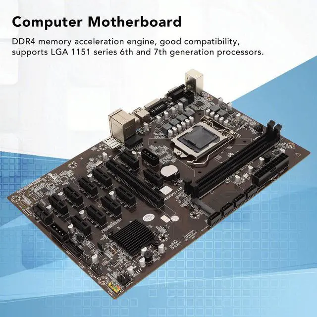 Alt view image 2 of 5 - B250 BTC 12P Mining Mainboard, Gaming Motherboard Supports LGA 1151 2xDDR4 DIMM Maximum 16G, 12 GPU Slots, VGA M.2, 4 x SATA3.0
