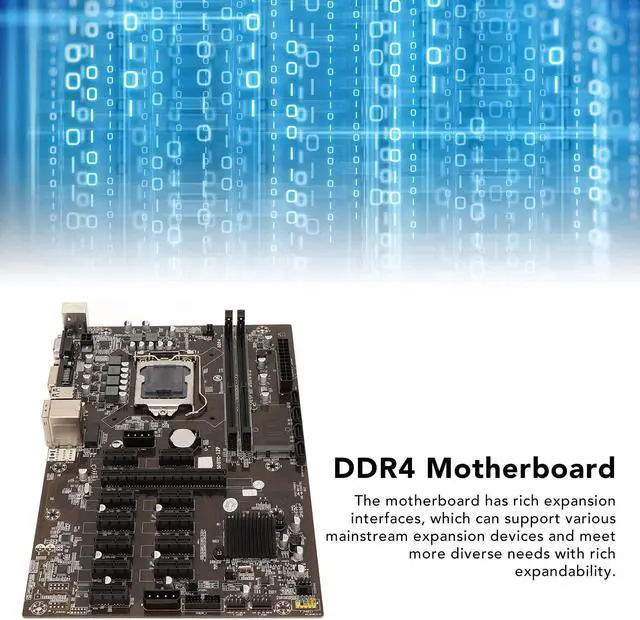Alt view image 3 of 5 - B250 BTC 12P Mining Mainboard, Gaming Motherboard Supports LGA 1151 2xDDR4 DIMM Maximum 16G, 12 GPU Slots, VGA M.2, 4 x SATA3.0