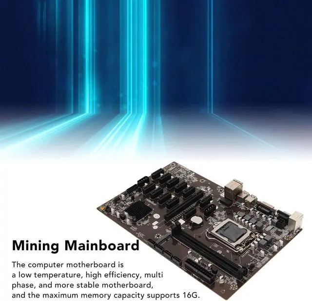 Alt view image 4 of 5 - B250 BTC 12P Mining Mainboard, Gaming Motherboard Supports LGA 1151 2xDDR4 DIMM Maximum 16G, 12 GPU Slots, VGA M.2, 4 x SATA3.0