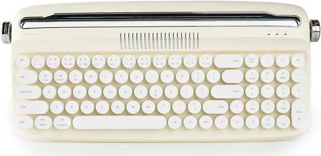 Main image of YUNZII Upgraded Wireless Typewriter Keyboard,with Retro Integrated Stand,USB-C/Bluetooth,Cute Round Keycaps, USB-C/Bluetooth Connection for Table, Phone, PC and Win/Mac/Android (B309, Ivory Butter)