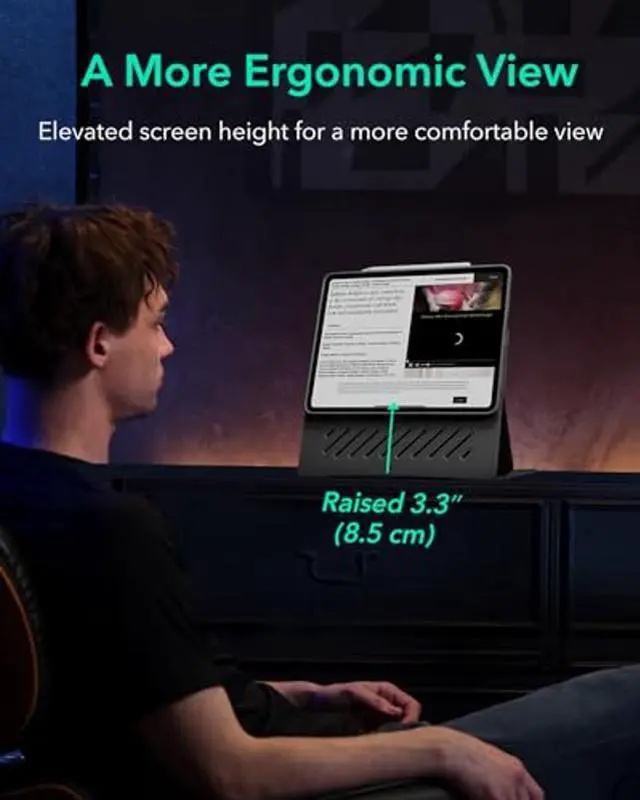 Alt view image 5 of 5 - ESR for iPad Pro 12.9 Case (6th/5th Generation, 2022/2021), Removable Magnetic Cover, Adjustable Portrait/Landscape Stand with Raised Display View, 9 Standing Angles, Shift Series, Black