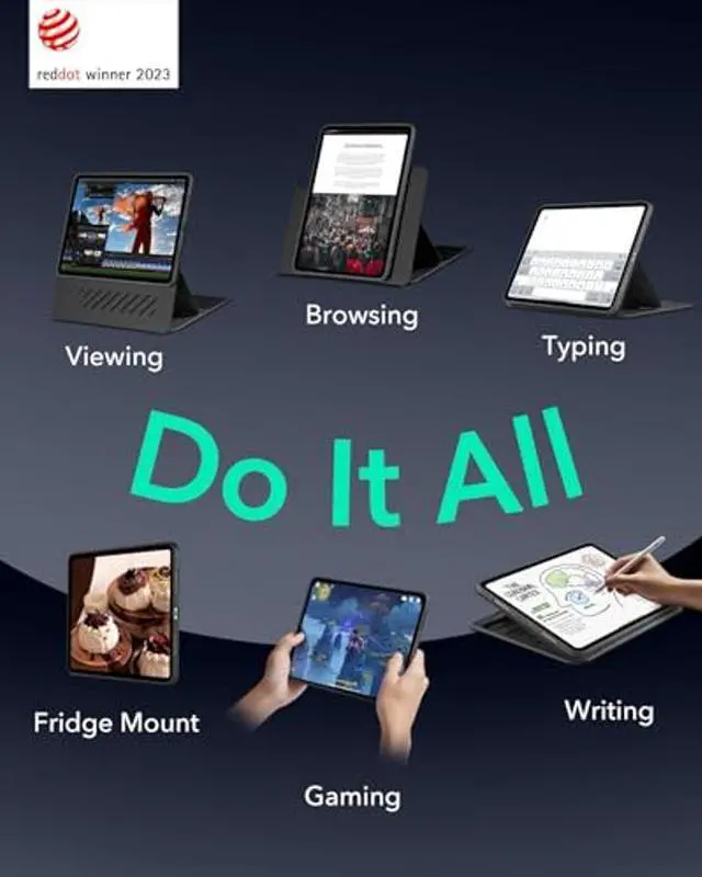 Alt view image 3 of 5 - ESR for iPad Pro 12.9 Case (6th/5th Generation, 2022/2021), Removable Magnetic Cover, Adjustable Portrait/Landscape Stand with Raised Display View, 9 Standing Angles, Shift Series, Black