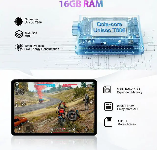 Alt view image 4 of 4 - DOOGEE T30S Android 14 Tablet 2.4K, 11 Inch Tablet 16GB RAM 256GB ROM, 8580mAh Battery, Octa Core Gaming Tablets with Dual SIM 4G, TUV Certified and 4 Hi-Res Audio Speakers, 5G WiFi Tablet, Blue