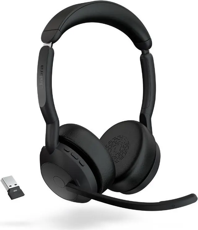 Main image of Jabra Evolve2 55 Stereo Wireless Headset - Features AirComfort Technology, Noise-Cancelling Mics & Active Noise Cancellation - Works with UC Platforms such as Zoom & Google Meet - Black
