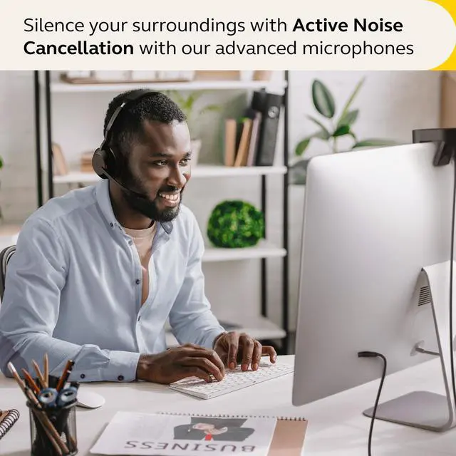 Alt view image 3 of 5 - Jabra Evolve2 55 Stereo Wireless Headset - Features AirComfort Technology, Noise-Cancelling Mics & Active Noise Cancellation - Works with UC Platforms such as Zoom & Google Meet - Black