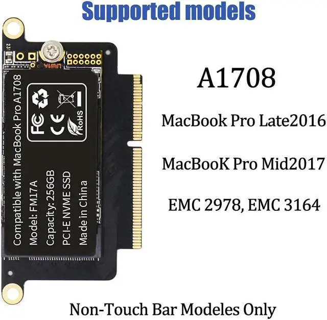Alt view image 3 of 5 - FLEANE FM17A 256GB PCIE 3.0x4 NVME 3D NAND TLC Flash SSD for MacBook Pro Retina A1708 (Late2016 - Mid2017), Included DIY Tools (256GB)