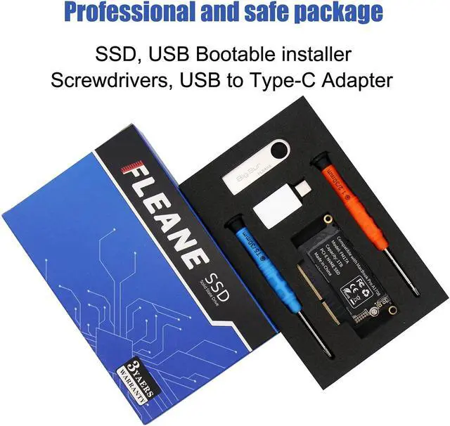 Alt view image 2 of 5 - FLEANE FM17A 256GB PCIE 3.0x4 NVME 3D NAND TLC Flash SSD for MacBook Pro Retina A1708 (Late2016 - Mid2017), Included DIY Tools (256GB)