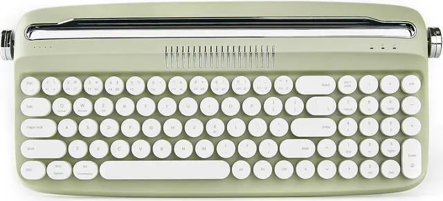 Main image of YUNZII Upgraded Wireless Keyboard, Retro Typewriter Style with Integrated Stand, USB-C/Bluetooth with Cute Round Keycaps for Multi Device for Win/Mac (B309, Sweet Mint)