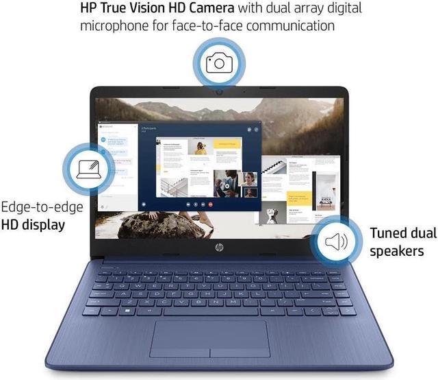 Alt view image 3 of 5 - HP Stream 14" HD Laptop, Intel Celeron N4120, 4GB RAM, 64GB eMMC, Windows 11 Home in S Mode with Office 365 Personal for 1 Year (14-cf2111wm, Blue)