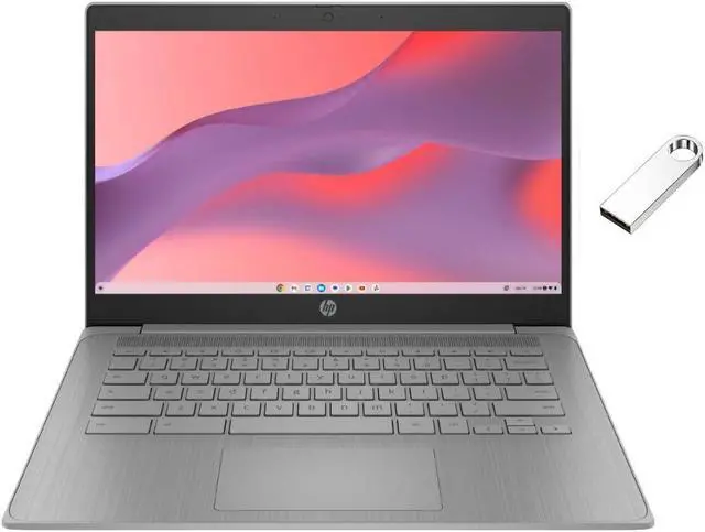 Main image of Hp Chromebook 14" HD Laptop | Intel Celeron N4120 | 4GB DDR4 | 64GB SSD | Intel UHD Graphics 600 | Chrome OS | Grey | Bundle with 64GB USB Flash Drive