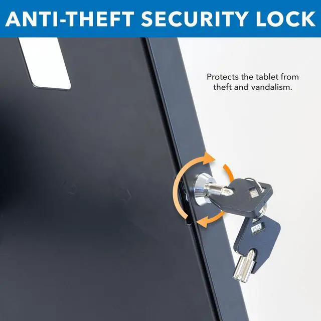 Alt view image 3 of 5 - Mount-It! Anti-Theft Tablet Kiosk, Locking Tablet Enclosure with Counter Top and Wall Mount Base, Universal Enclosure for iPads Gen 7, 8, 9 and 10, iPad Pro, iPad Air, BLACK
