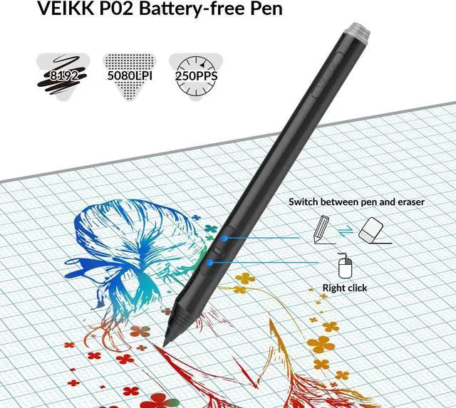Alt view image 4 of 5 - Digital Drawing Tablet VEIKK A15Pro Graphics Pen Tablet 10 x 6 Inch Graphics Tablet with 12 Shortcut Keys and 1 Quick Dial,Supports Tilt Function,for MAC/Win/Linux/Android OS (Blue)