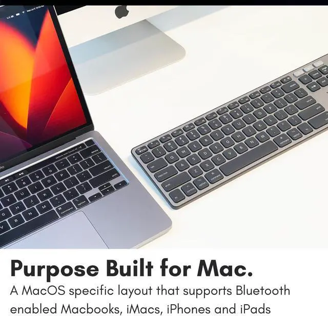 Alt view image 3 of 5 - Macally Backlit Bluetooth Keyboard for Mac (2024 Upgraded Battery) - Compatible Apple Keyboard Wireless - Multi-Device Keyboard for MacBook Pro/Air, iMac, iMac Pro, Mac Mini, Mac Pro