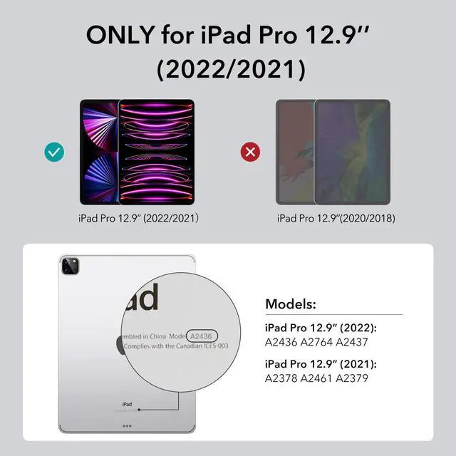 Alt view image 2 of 5 - ESR for iPad Pro 12.9 Case (6th/5th Generation, 2022/2021), Removable Magnetic Cover, Adjustable Portrait/Landscape Stand with Raised Display View, 9 Standing Angles, Shift Series, Purple