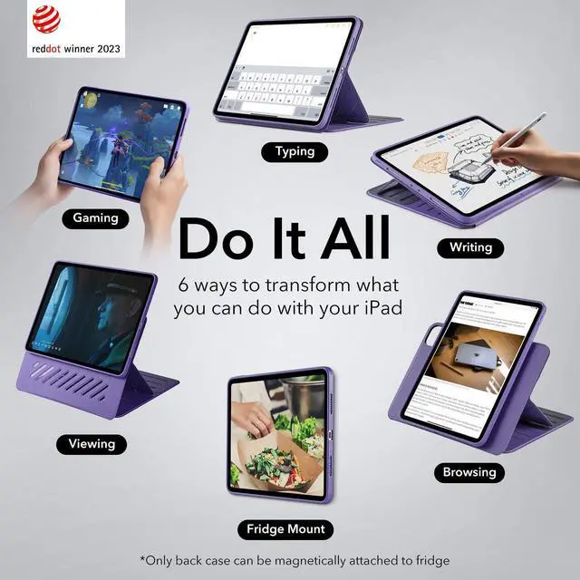 Alt view image 3 of 5 - ESR for iPad Pro 12.9 Case (6th/5th Generation, 2022/2021), Removable Magnetic Cover, Adjustable Portrait/Landscape Stand with Raised Display View, 9 Standing Angles, Shift Series, Purple