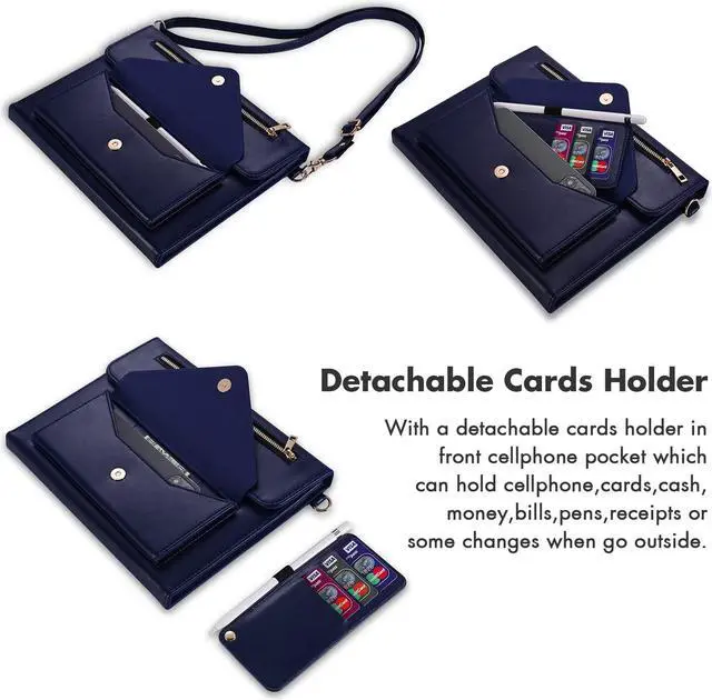 Alt view image 3 of 5 - Dteck Business Case for iPad Pro 2017 /iPad Air (3rd Generation) Case 2019 10.5" - Multifuctional Leather Case with [Pocket/Card Slot/Pencil Holder] Fold Stand Heavy Duty Shockproof Cover (04 Blue)