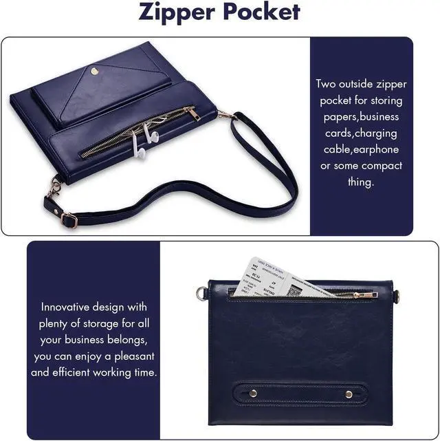 Alt view image 4 of 5 - Dteck Business Case for iPad Pro 2017 /iPad Air (3rd Generation) Case 2019 10.5" - Multifuctional Leather Case with [Pocket/Card Slot/Pencil Holder] Fold Stand Heavy Duty Shockproof Cover (04 Blue)