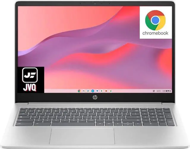 Main image of HP Newest 15.6'' HD Chromebook Laptop, Intel Processor N200, 8GB RAM, 64GB eMMC + 64GB Card, Webcam, WiFi, Zoom Meeting, Bluetooth, USB-A&C, Chrome OS- Natural Silver, JVQ MP,2X Storage