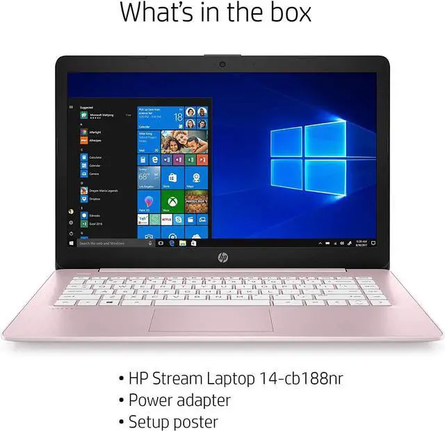 Alt view image 4 of 5 - HP Stream14 HD (1366 x 768) WLED-Backlit Laptop PC, Intel Celeron N4000 Processor, 4GB RAM, 64GB EMMC, 802.11ac, Bluetooth 4.2, HDMI, Windows 10 S, Rose Pink, W/ Valinor Accessories, 14-Celeron
