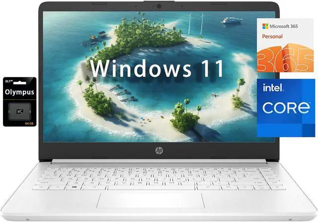 Main image of HP Newest 14"" Ultral Light Laptop for Business. Intel Quad-Core N4120(> N4020), 8GB RAM, 128GB Storage, 1 Year Office 365, (64GB eMMC+64GBSD Card) Webcam, HDMI, WiFi, USB-A&C, Win 11 S/OLY, Silver