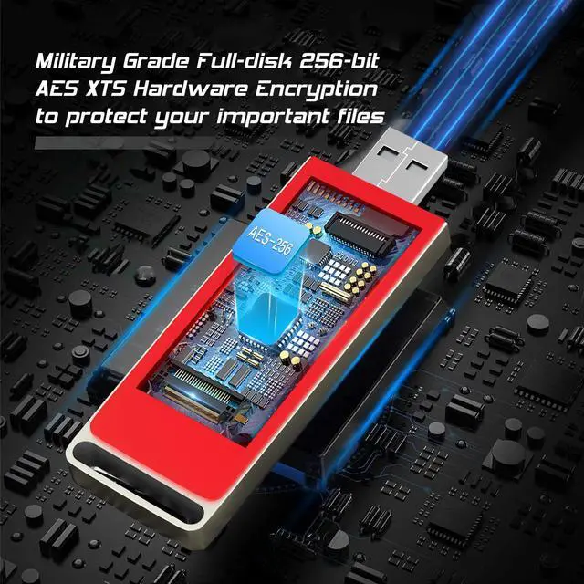 Alt view image 2 of 5 - INNOPLUS Secure Flash Drive 256-bit, 64GB Encrypted USB Drive, USB 3.0 Hardware Encryption Flash Drive, Password Protected Flash Drive, Compatible for MAC/Windows/Linux/Embedded system-Orange