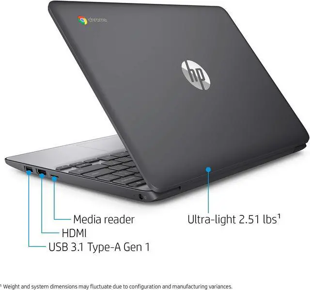 Alt view image 4 of 5 - HP Chromebook 11-Inch Laptop, Intel Celeron N3060 Processor, 2 GB SDRAM, 16 GB eMMC Storage, Chrome OS (11-v000nr, Ash Gray)