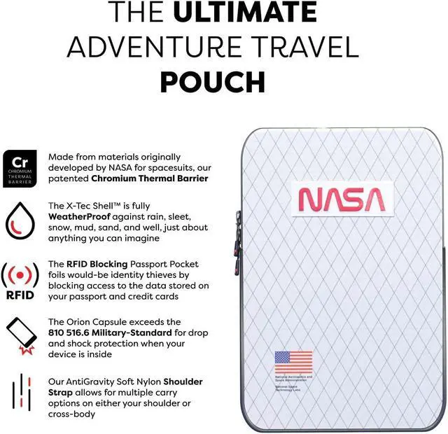 Alt view image 3 of 5 - PHOOZY Orion Tech Pouch - NASA Edition - Ultralight, Rugged Protection for Your Devices and Accessories. Weatherproof X-Tech Shell with RFID Blocking Pocket for Complete Protection (Space White)