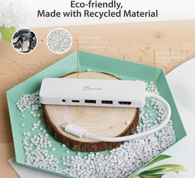 Alt view image 2 of 5 - j5create USB-C Pink Multi-Port Hub with Power Delivery with 4K HDMI/2 USB-A 5Gbps/PD 100W Charging SD&Micro SD/3.5mm Audio | for MacBook/iPad Pro/iMac/Surface/XPS/Thinkpad/Galaxy/and More(JCD373ER)