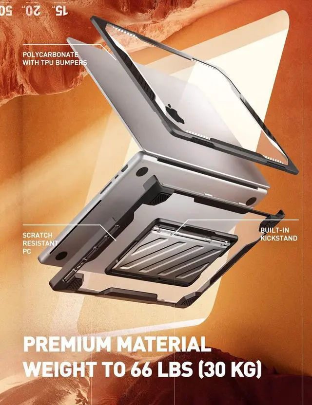 Alt view image 3 of 5 - SUPCASE for MacBook Pro 16 Inch Case with Stand 2023/2021 (Unicorn Beetle Pro), M3 / M2 / M1 Pro/Max A2991 A2780 A2485 Heavy Duty Hard Shell Rugged Protective Cover for MacBook Pro 16", Black