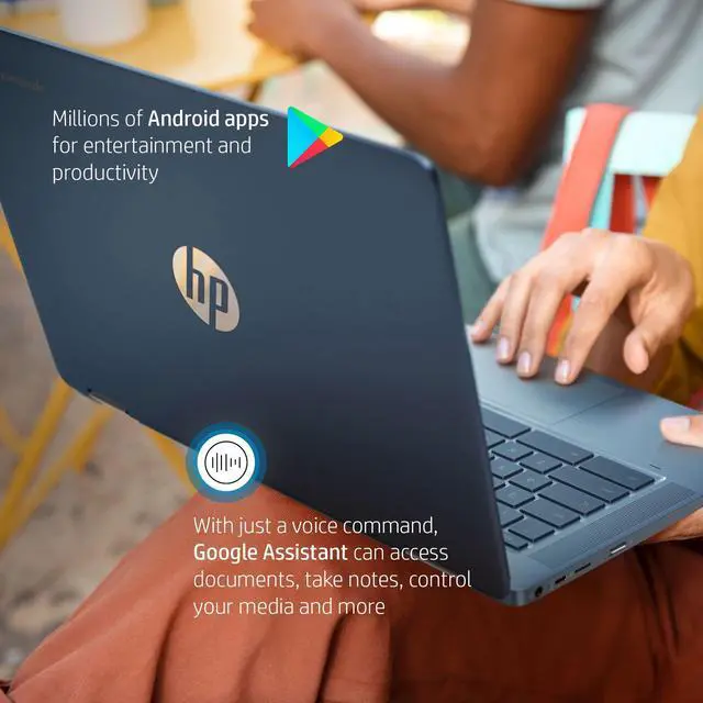 Alt view image 4 of 4 - HP X360 14" HD Touch Chromebook, Intel Celeron N4120, 4GB RAM, 64GB eMMC, Intel UHD Graphics 600, Forest Teal, Chrome OS, 14a-ca0790wm