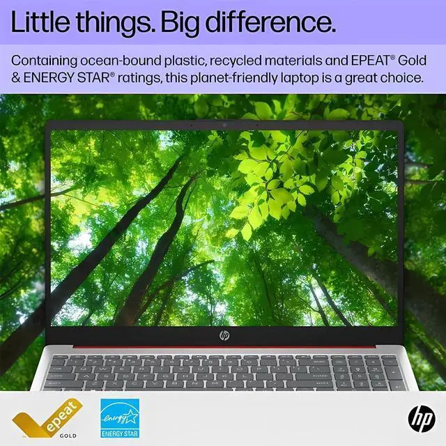 Alt view image 5 of 5 - HP Laptop for Business & Students, 15.6" HD Anti-Glare Display, Intel 4-Cores N200, 8GB RAM, 128GB UFS, Wi-Fi 6, Webcam, HDMI, USB-C, PDG HDMI Cable, Windows 11 Home in S Mode, Scarlet Red