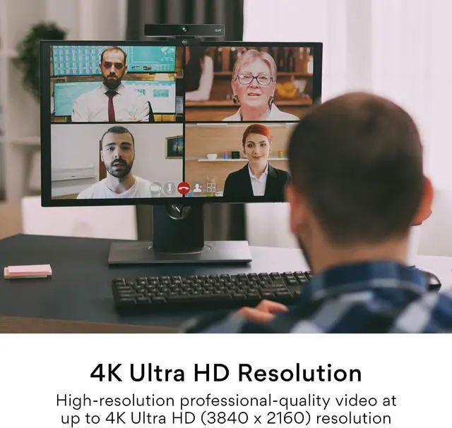 Alt view image 2 of 5 - MEE audio C11Z 4K Ultra HD Webcam with ANC Microphones, 4X Digital Zoom, Low Light Correction, Wide Angle Lens and Privacy Cover for Zoom Video Conferencing on Computer PC Mac Laptop Desktop