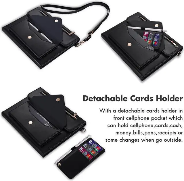 Alt view image 5 of 5 - Dteck Case for iPad Air 13 (M2) 2024/iPad Pro 12.9 inch 6th/5th/4th/3rd Generation,Premium PU Leather Folio Stand Cover Pencil Holder Zipper Pocket Strap Bag Shockproof Protective Business Case,Black