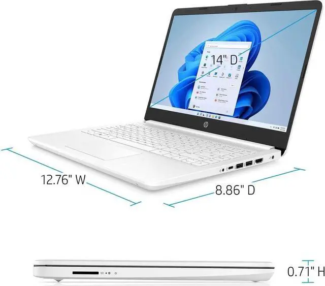 Alt view image 5 of 5 - HP 14" Chromebook Laptop for Student and Business,HD Chromebook Laptop, Intel Celeron N4120, 16GB RAM, 192GB Storage (64GB eMMC+5ave 128GB Flash Memory), Wi-Fi, HDMI, Chrome Os, White