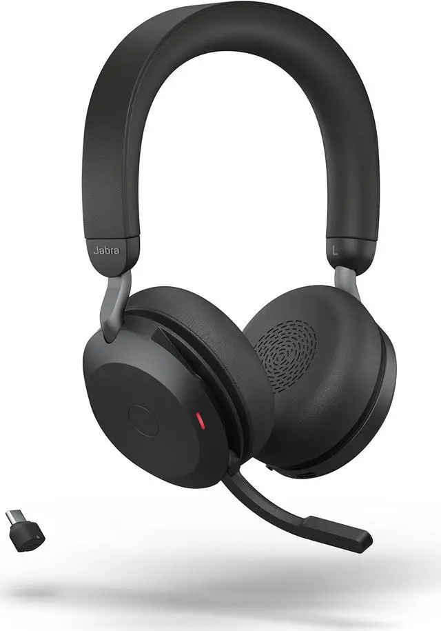 Main image of Jabra Evolve2 75 PC Wireless Headset with 8-Microphone Technology - Dual Foam Stereo Headphones with adjustable Advanced Active Noise Cancelling, USB-C Bluetooth Adapter and UC Compatibility - Black