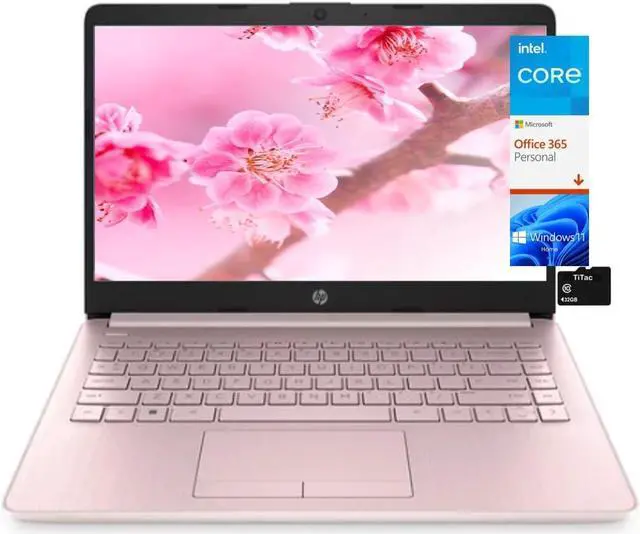 Main image of HP Stream 14 Laptop, Intel Celeron Core, 16 GB RAM, 64 GB Storage, 14" HD Anti-Glare Display, Windows 11, Long Battery Life, Thin & Portable, Includes 1-Year Microsoft 365, TiTac, Pink