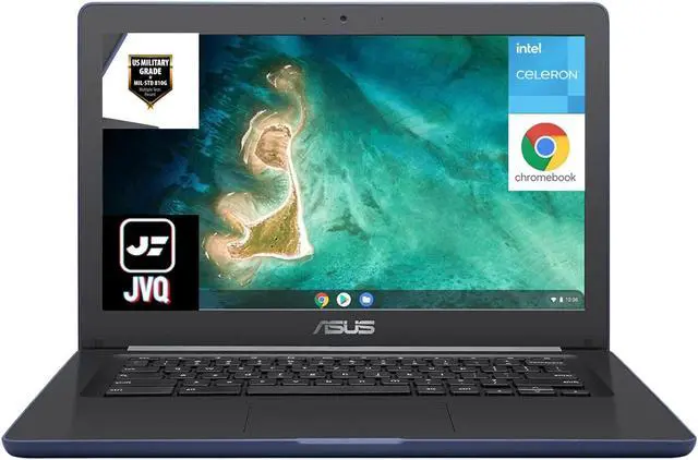 Main image of ASUS Newest 14" Rugged & Spill Resistant Chromebook, Education Edition, Military STD 810G, Intel N3350, 4GB RAM, 160G Space(32G eMMC+128G Card), WiFi, Bluetooth, Webcam, DarkBlue, Chrome OS, JVQ MP