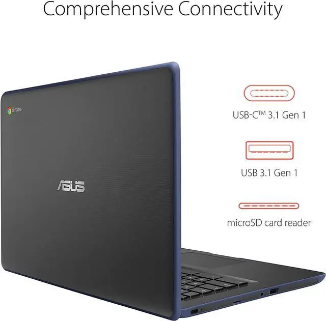 Alt view image 5 of 5 - ASUS Newest 14" Rugged & Spill Resistant Chromebook, Education Edition, Military STD 810G, Intel N3350, 4GB RAM, 160G Space(32G eMMC+128G Card), WiFi, Bluetooth, Webcam, DarkBlue, Chrome OS, JVQ MP