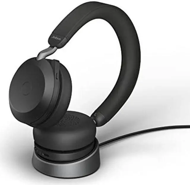 Main image of Jabra Evolve2 75 PC Wireless Headset with Charging Stand and 8-Mic Technology - Dual Foam Stereo Headphones with Advanced Active Noise Cancelling, USB-C Bluetooth Adapter and UC Compatibility - Black