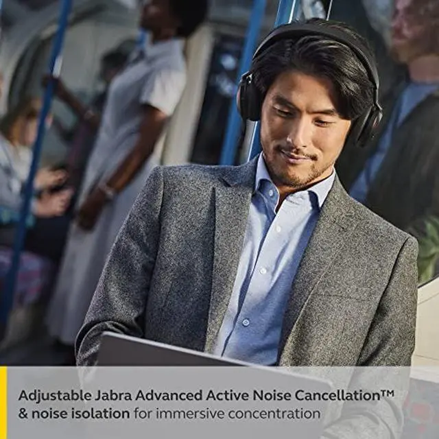 Alt view image 4 of 5 - Jabra Evolve2 75 PC Wireless Headset with Charging Stand and 8-Mic Technology - Dual Foam Stereo Headphones with Advanced Active Noise Cancelling, USB-C Bluetooth Adapter and UC Compatibility - Black