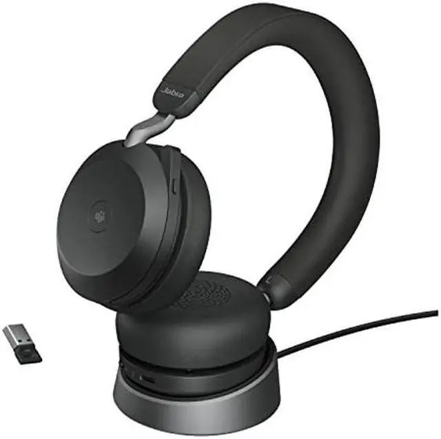 Alt view image 4 of 4 - Jabra Evolve2 75 PC Wireless Headset with Charging Stand and 8-Mic Technology - Dual Foam Stereo Headphones with Advanced Active Noise Cancelling, USB-A Bluetooth Adapter and MS Compatibility - Black