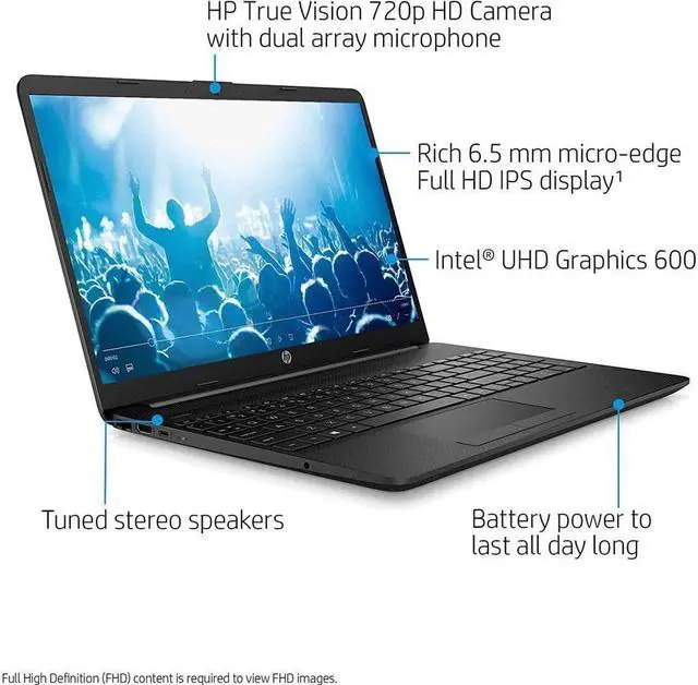 Alt view image 2 of 5 - HP Newest 15.6" FHD IPS Premium Laptop, Intel Celeron N4020 Processor Upto 2.8GHz, 16GB RAM, 256GB SSD, WiFi, USB-C, Card Reader, Windows 10 Home + HDMI Cable