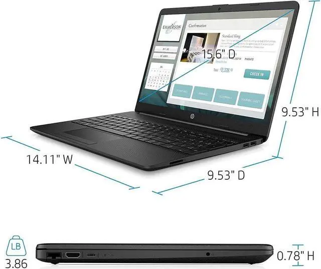 Alt view image 5 of 5 - HP Newest 15.6" FHD IPS Premium Laptop, Intel Celeron N4020 Processor Upto 2.8GHz, 16GB RAM, 256GB SSD, WiFi, USB-C, Card Reader, Windows 10 Home + HDMI Cable