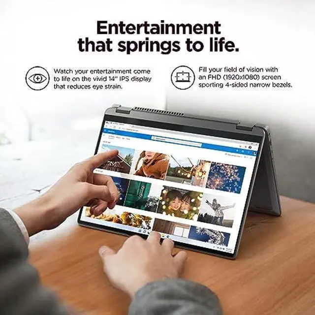 Alt view image 4 of 5 - Lenovo IdeaPad Flex 5i - (2023) - Everyday Notebook - 2-in-1 Laptop Computer - Windows 11-14" WUXGA Touchscreen - 8GB Memory - 256GB Storage - Intel Core i3-1215U - Fingerprint Reader - Storm Grey