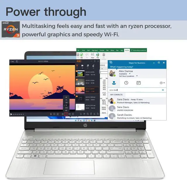 Alt view image 3 of 5 - HP 15.6 inch Laptop Newest - for Stundet and Business, Ultra Thin, AMD Ryzen 3 5300U(Quad Cores, Beat i5-1035G1) 12GB RAM, 512GB SSD, 10H Long Battery Life, HD Webcam, Wi-Fi, Windows 11 Home in S