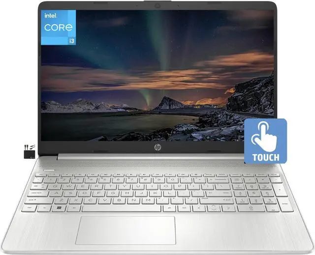 Main image of HP 15.6'' HD Touchscreen Laptop, Dual Core Intel i3-1115G4 (Beats i5-1030G7, Up to 4.1GHz), 8GB RAM, 256GB SSD, UHD Graphics, Webcam, WiFi, 11+ Hours Battery, Win11 S+Marxsolcables, Natural Silver