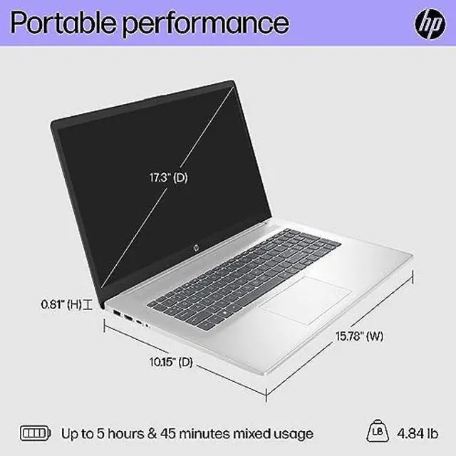 Alt view image 5 of 5 - HP Laptop 17-cn2000nr, 12th Generation Intel(r) Core(tm) i3-1215U, Intel(r) UHD Graphics, 8 GB DDR4, Windows 11 Home, 17-cn2000nr Silver